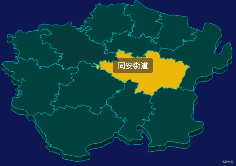 threejs成都市龙泉驿区geoJson地图3d地图鼠标移入显示标签并高亮