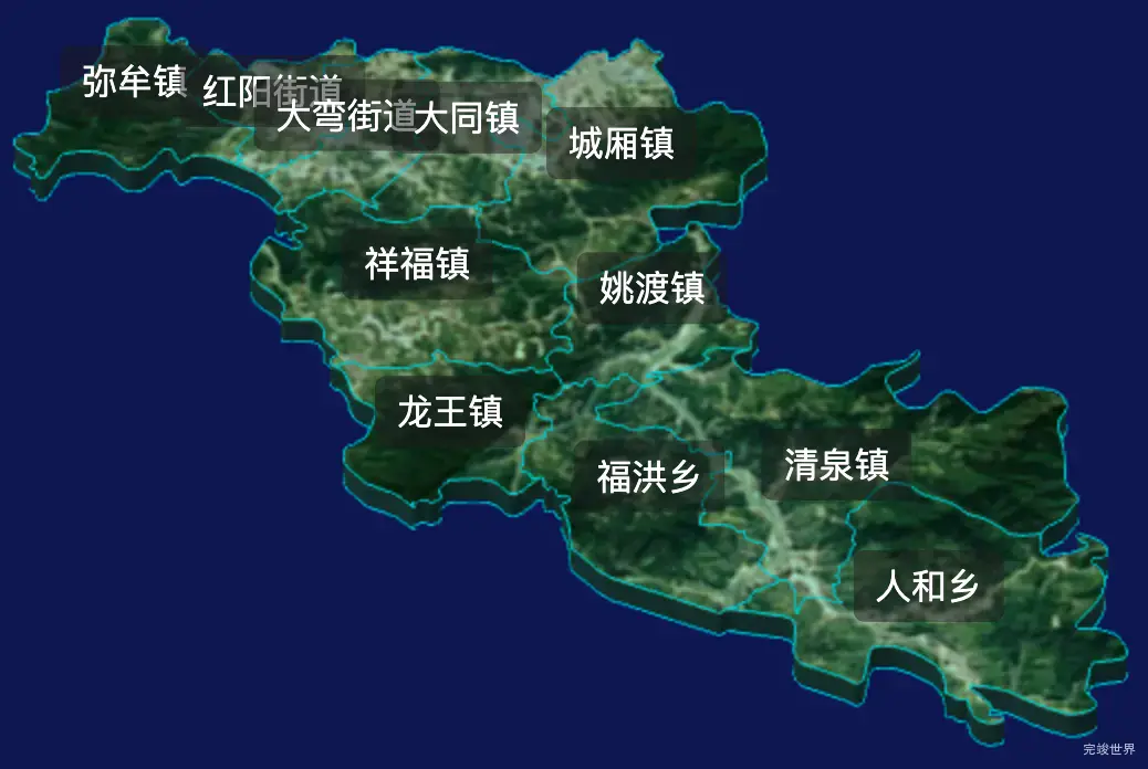 threejs成都市青白江区geoJson地图3d地图css2d标签