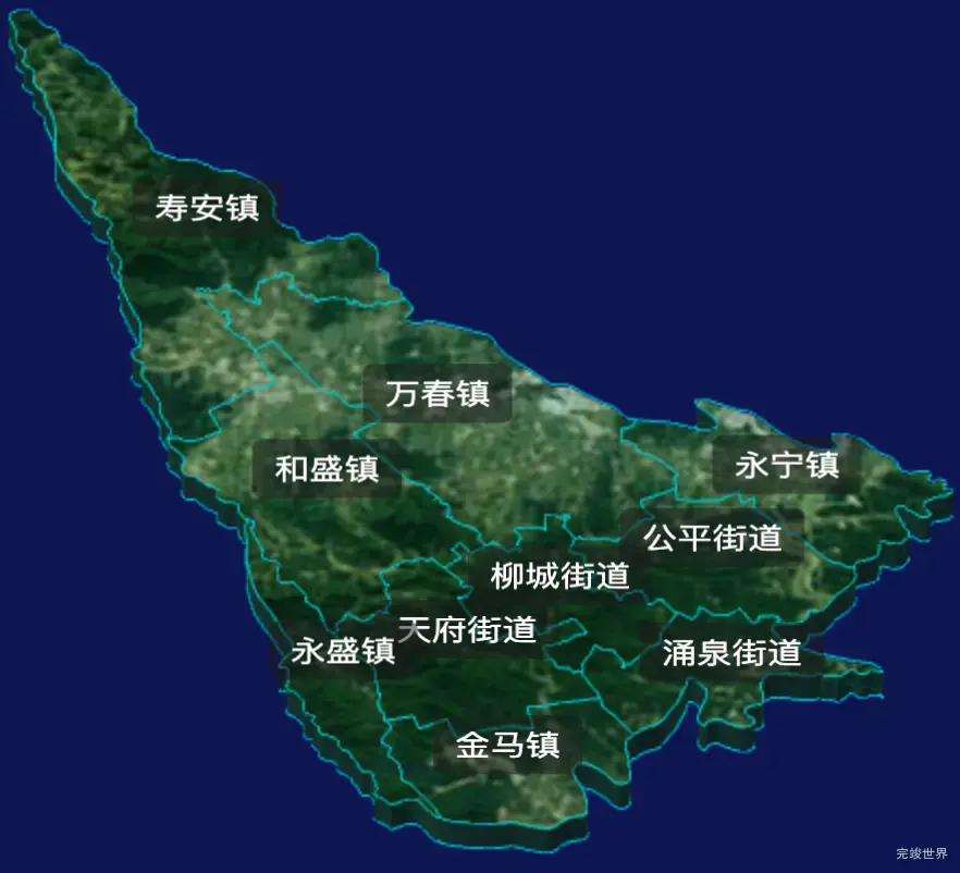 threejs成都市温江区geoJson地图3d地图自定义贴图加CSS3D标签