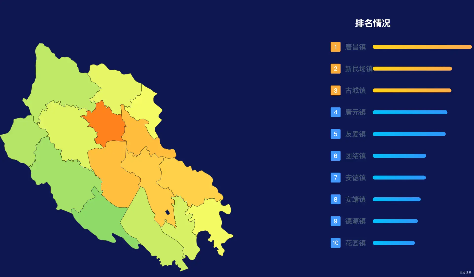 echarts成都市郫都区geoJson地图地图排行榜效果