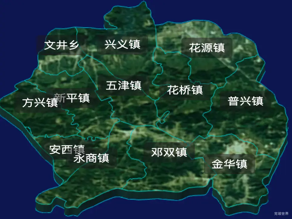 threejs成都市新津区geoJson地图3d地图自定义贴图加CSS3D标签