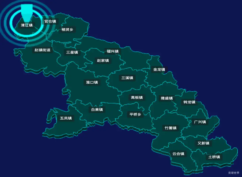 threejs成都市金堂县geoJson地图3d地图添加旋转棱锥