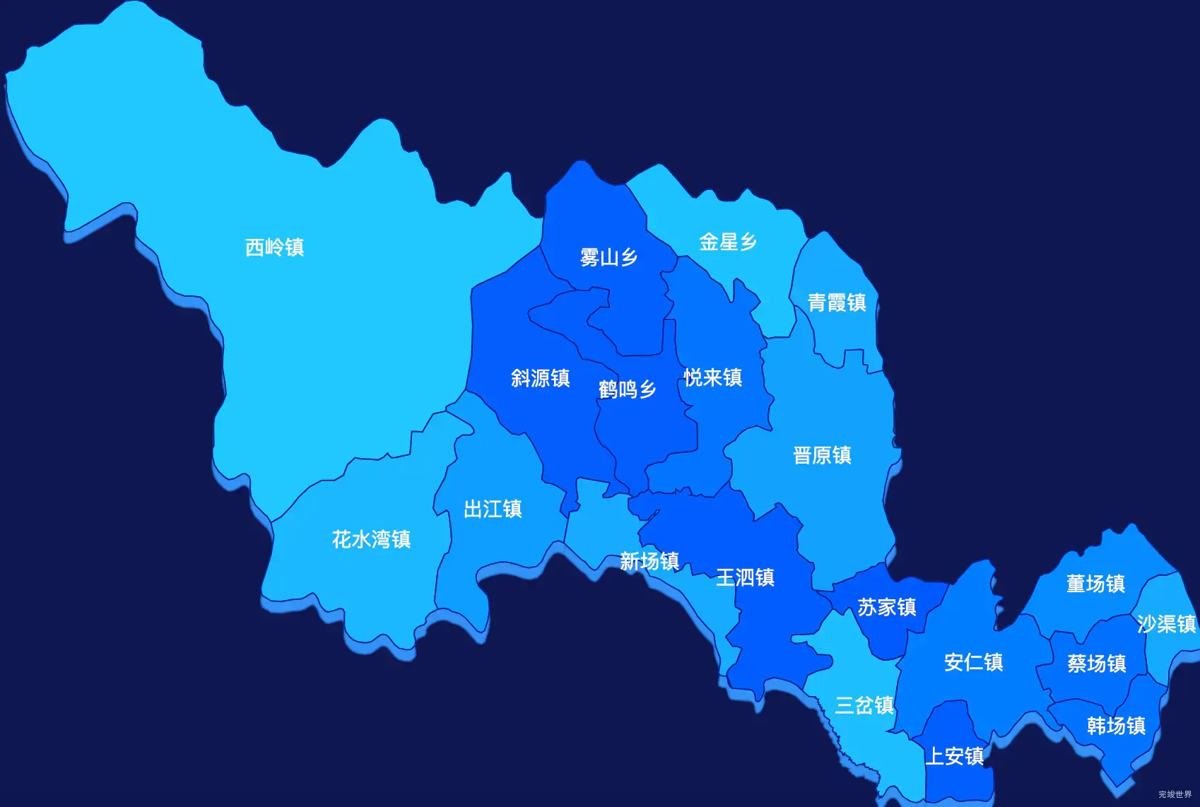 echarts成都市大邑县geoJson地图 visualMap控制地图颜色