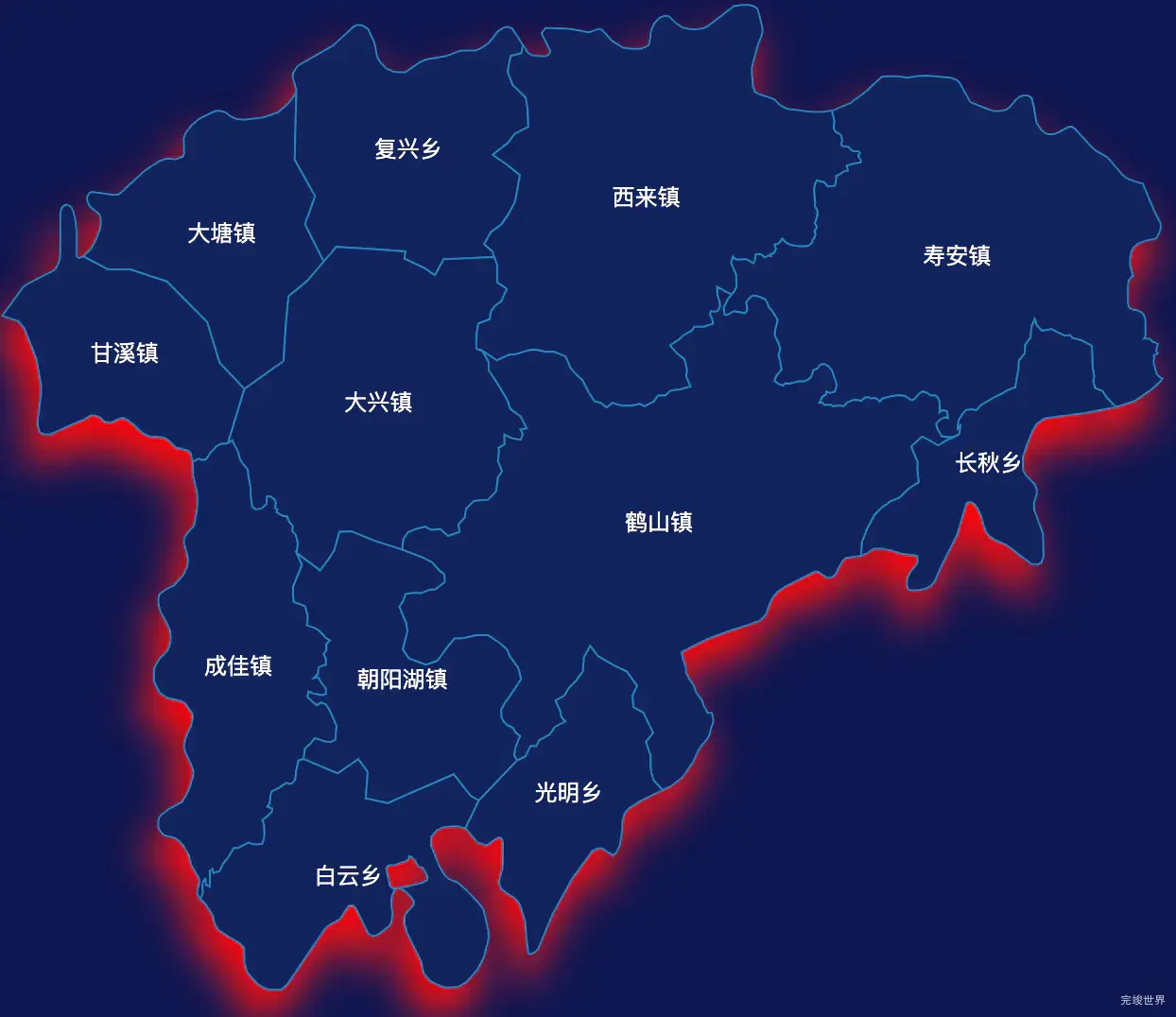 echarts成都市蒲江县geoJson地图阴影