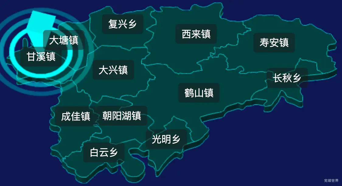 threejs成都市蒲江县geoJson地图3d地图添加旋转棱锥