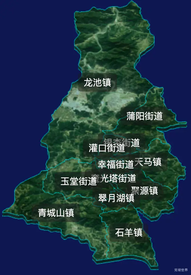 threejs成都市都江堰市geoJson地图3d地图css2d标签