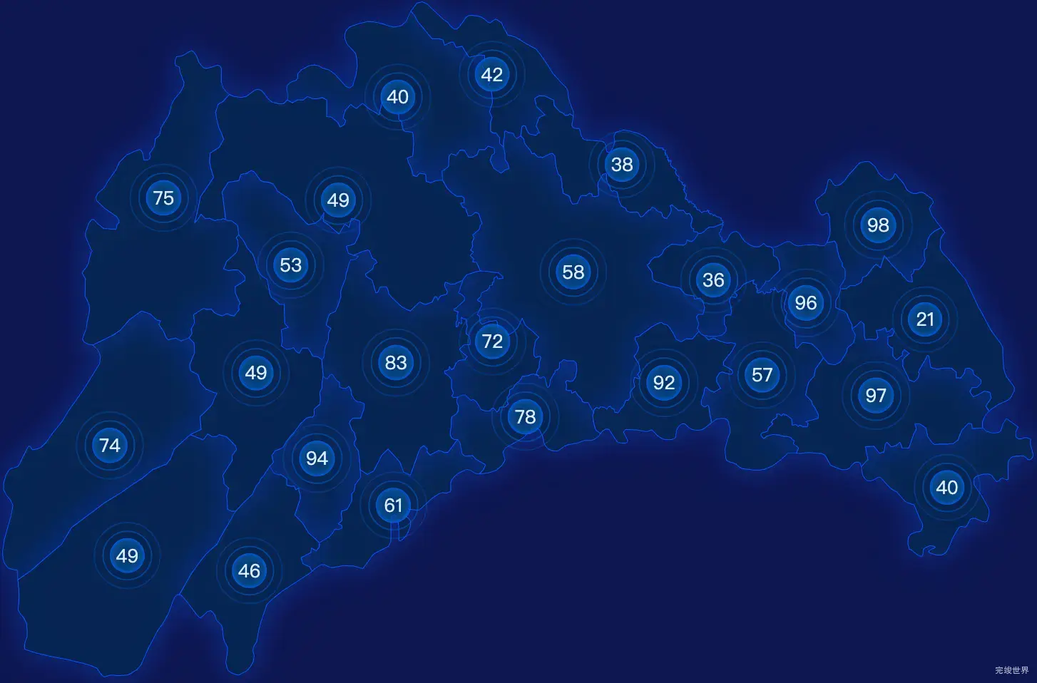 echarts成都市邛崃市geoJson地图圆形波纹状气泡图