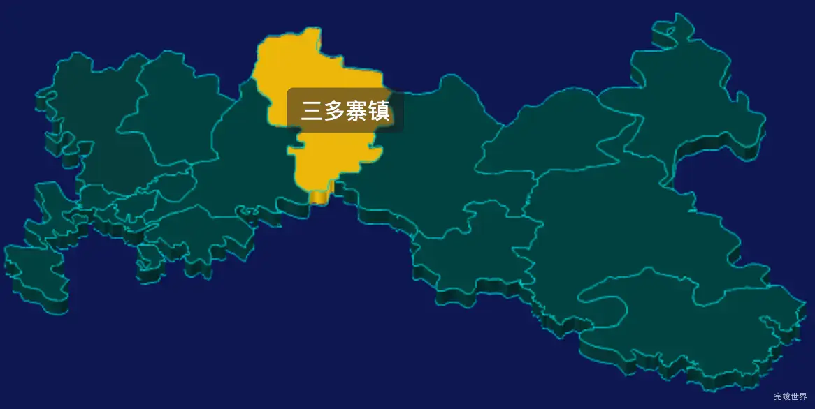 threejs自贡市大安区geoJson地图3d地图鼠标移入显示标签并高亮