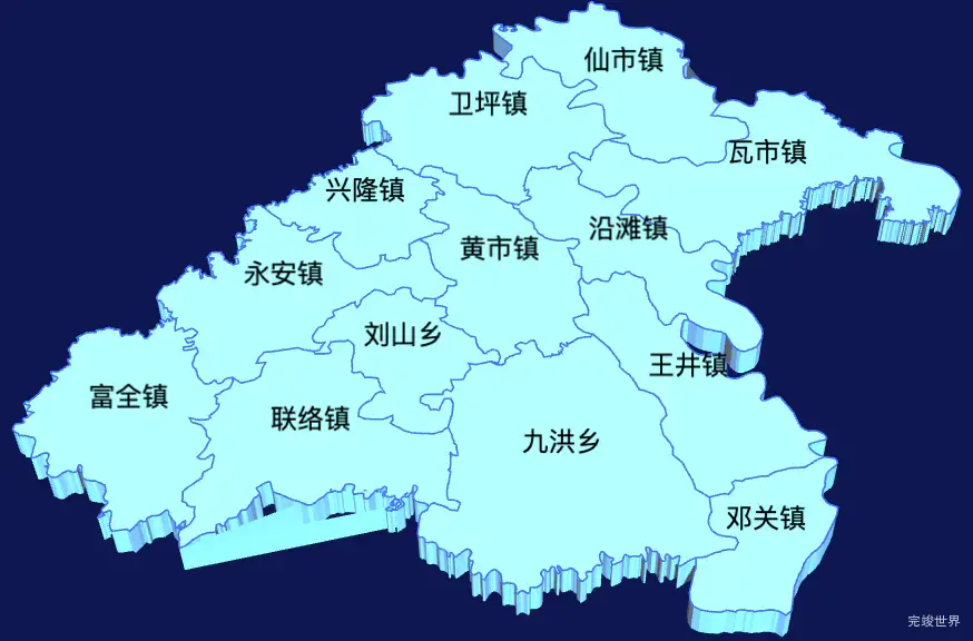 echarts自贡市沿滩区geoJson地图3d地图