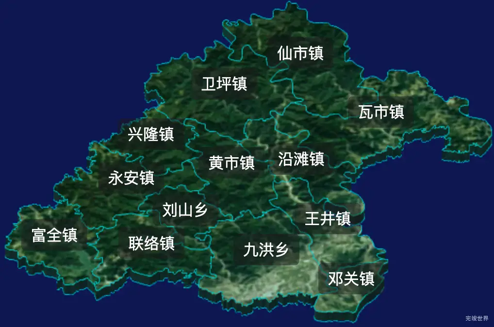 threejs自贡市沿滩区geoJson地图3d地图css2d标签