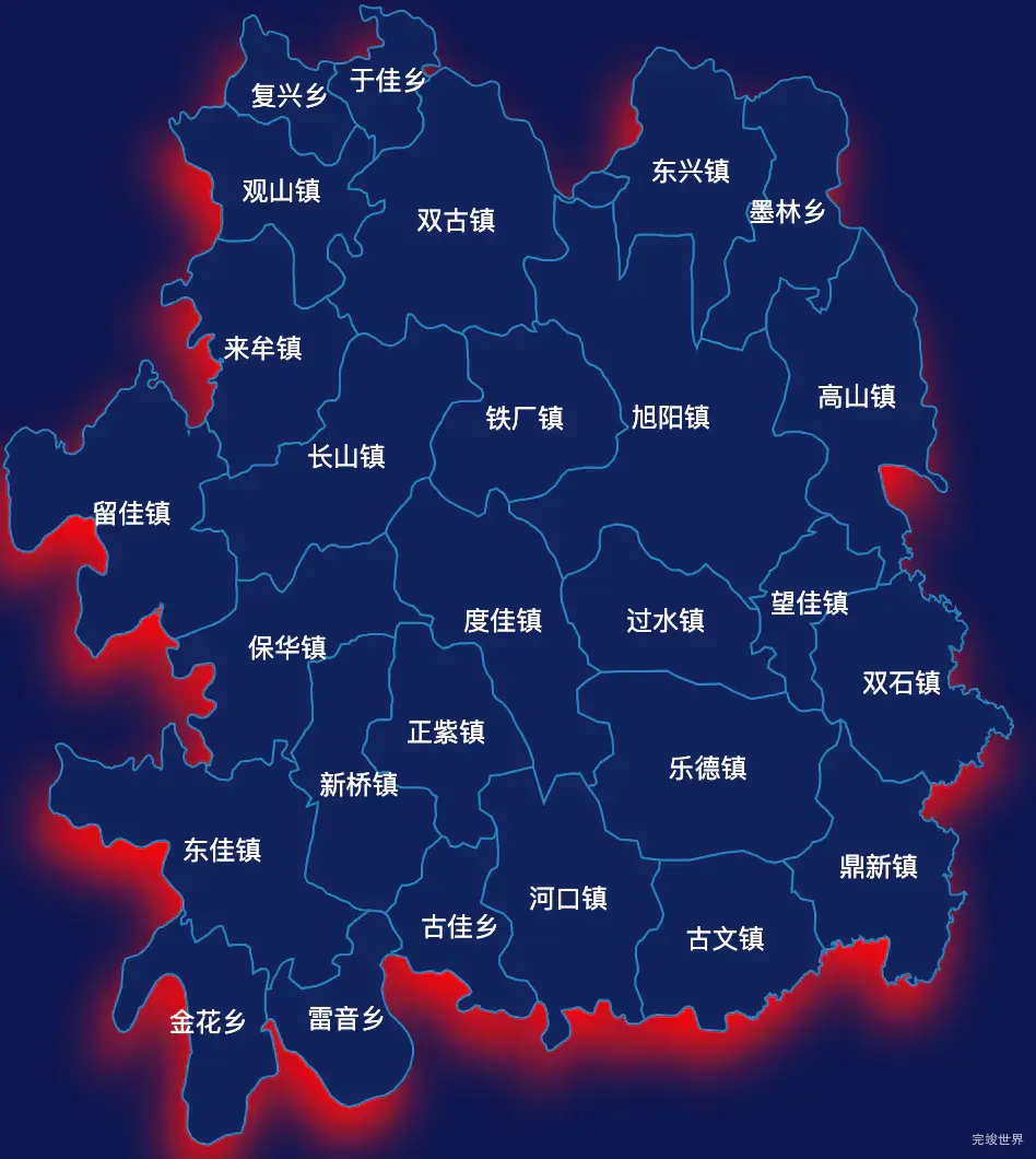 echarts自贡市荣县geoJson地图阴影