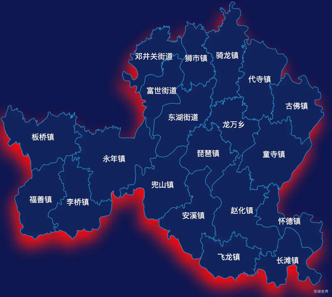 echarts自贡市富顺县geoJson地图阴影