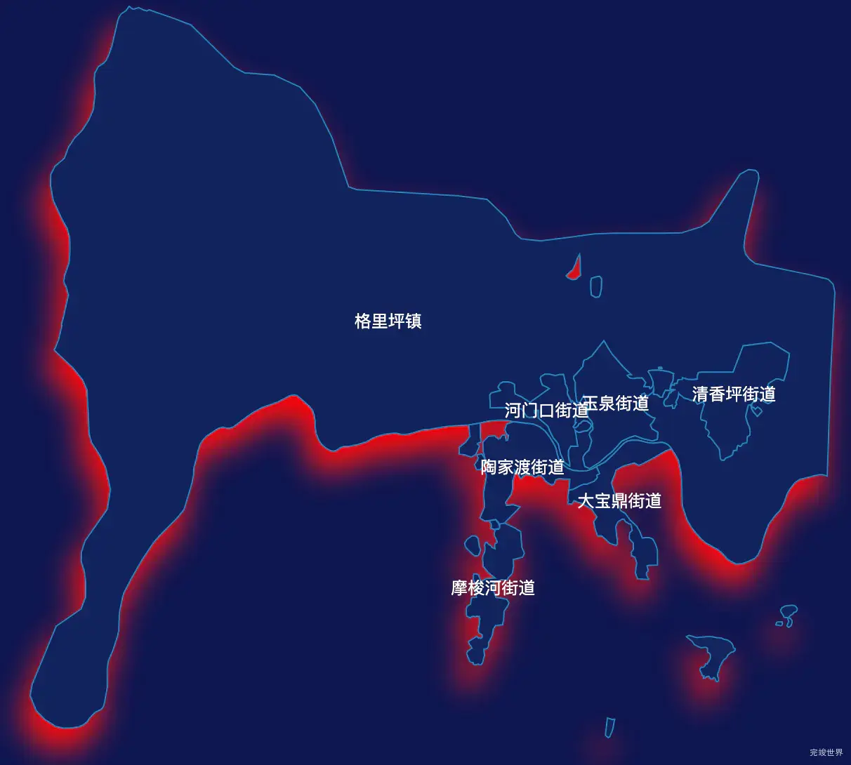 echarts攀枝花市西区geoJson地图阴影