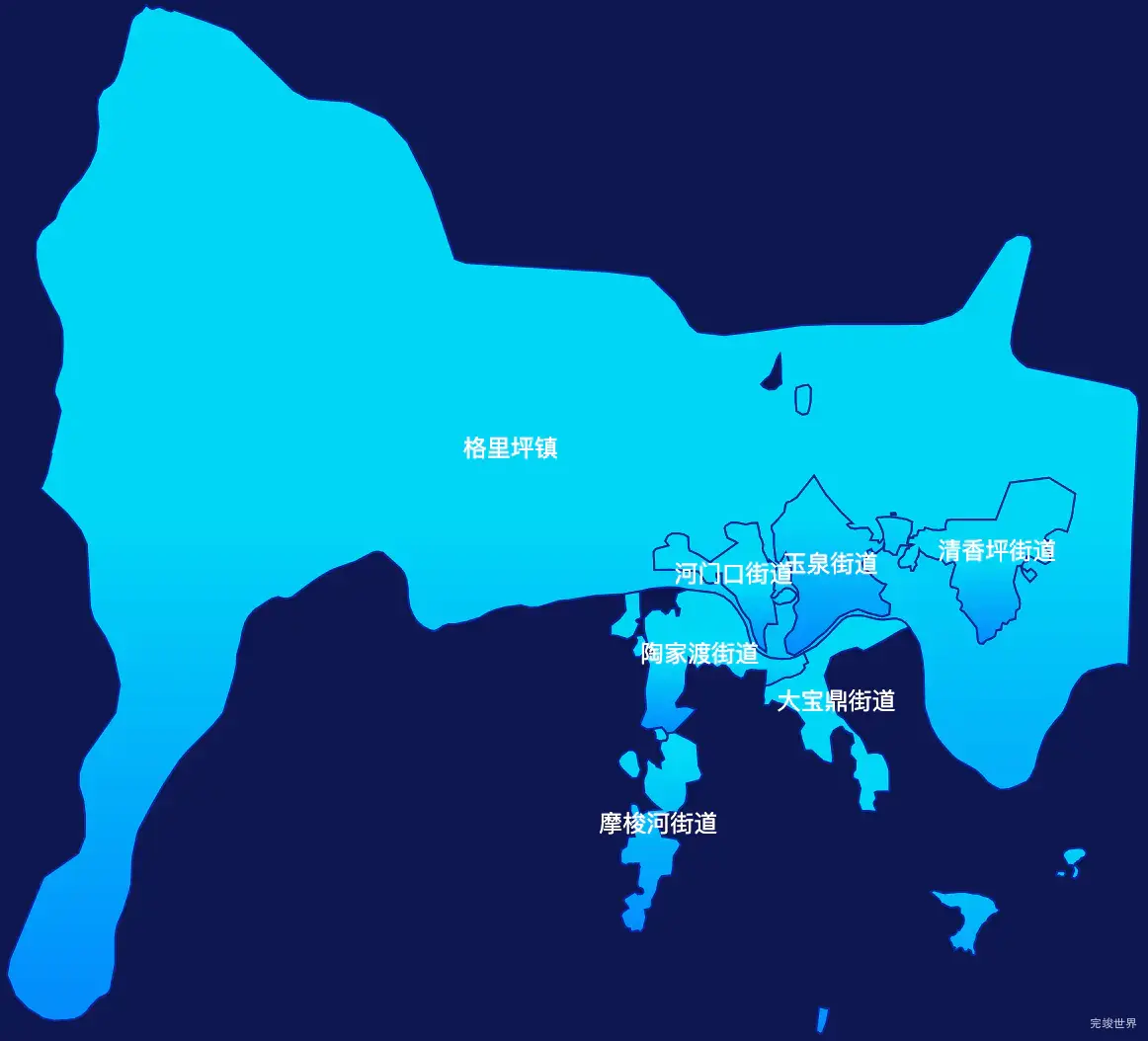 echarts攀枝花市西区geoJson地图局部颜色渐变