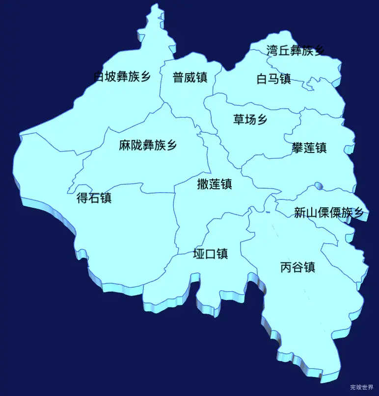 echarts攀枝花市米易县geoJson地图3d地图