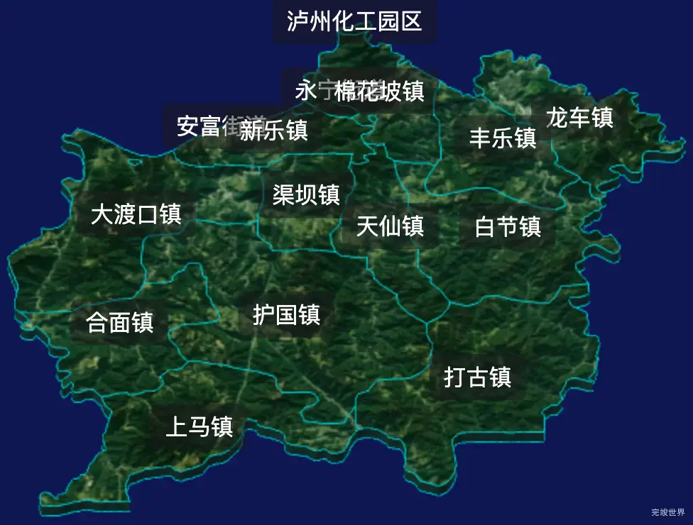 threejs泸州市纳溪区geoJson地图3d地图css2d标签