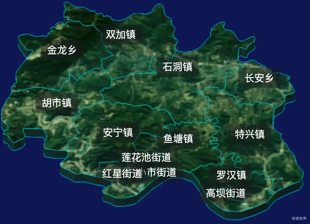 threejs泸州市龙马潭区geoJson地图3d地图自定义贴图加CSS2D标签