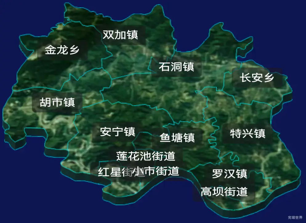 threejs泸州市龙马潭区geoJson地图3d地图自定义贴图加CSS3D标签