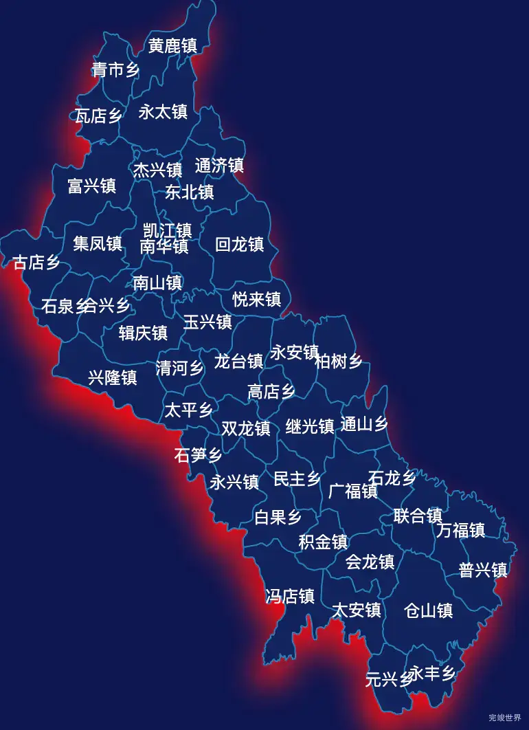 echarts德阳市中江县geoJson地图阴影