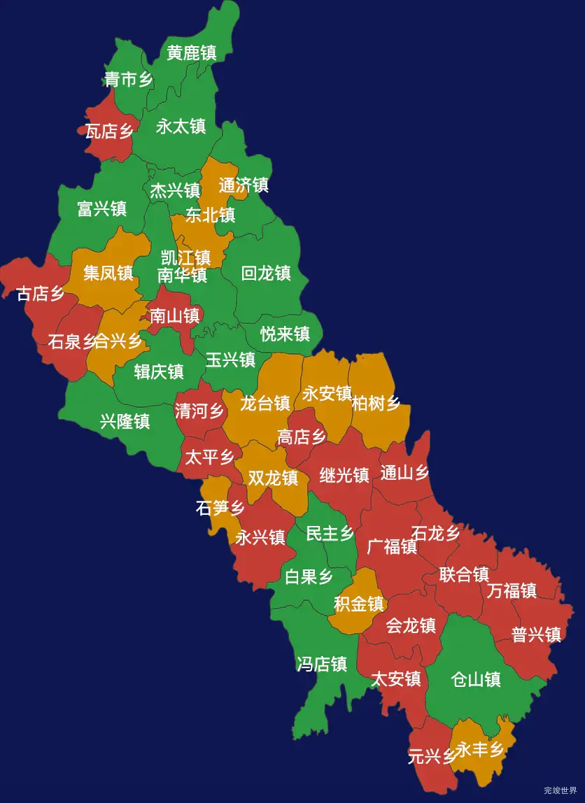 echarts德阳市中江县geoJson地图定义颜色