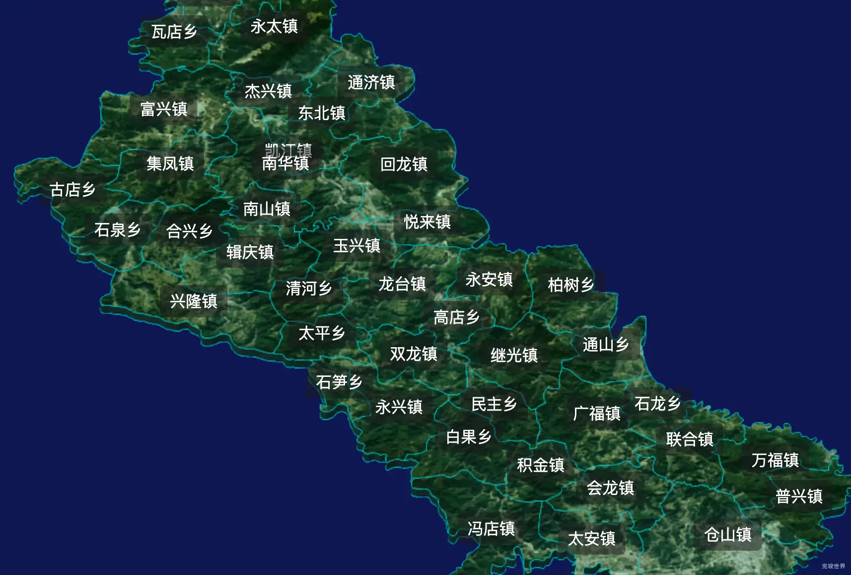 threejs德阳市中江县geoJson地图3d地图css2d标签