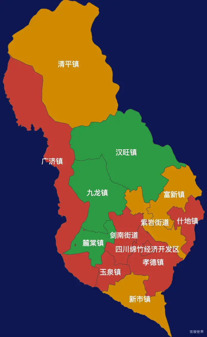 echarts德阳市绵竹市geoJson地图定义颜色