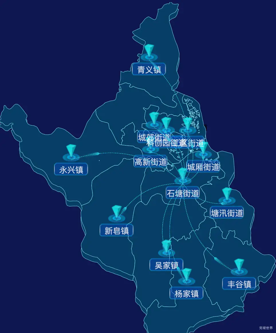 echarts绵阳市涪城区geoJson地图label自定义样式