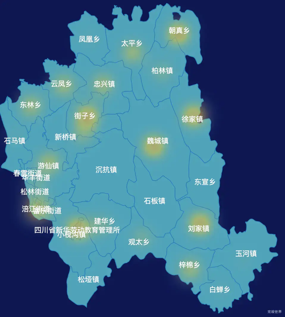 echarts绵阳市游仙区geoJson地图热力图