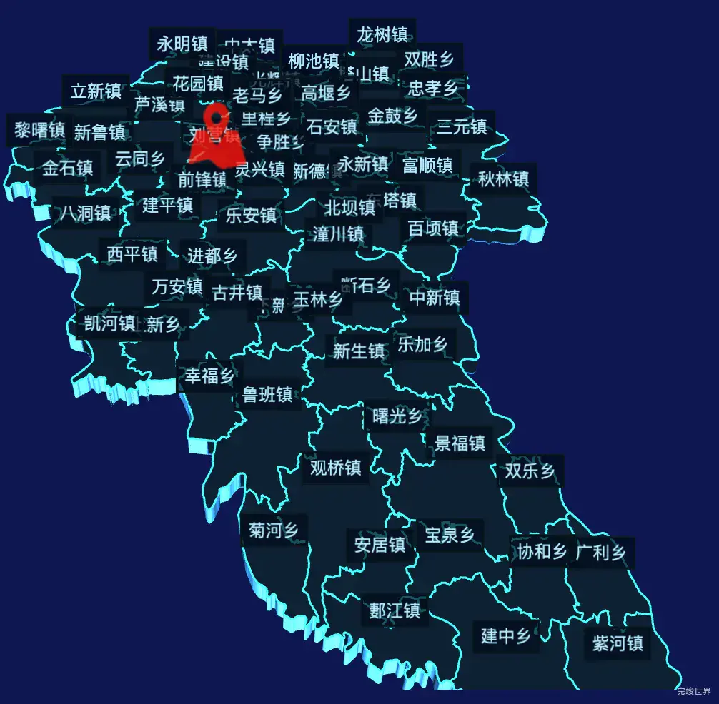 echarts绵阳市三台县geoJson地图3d地图自定义图标