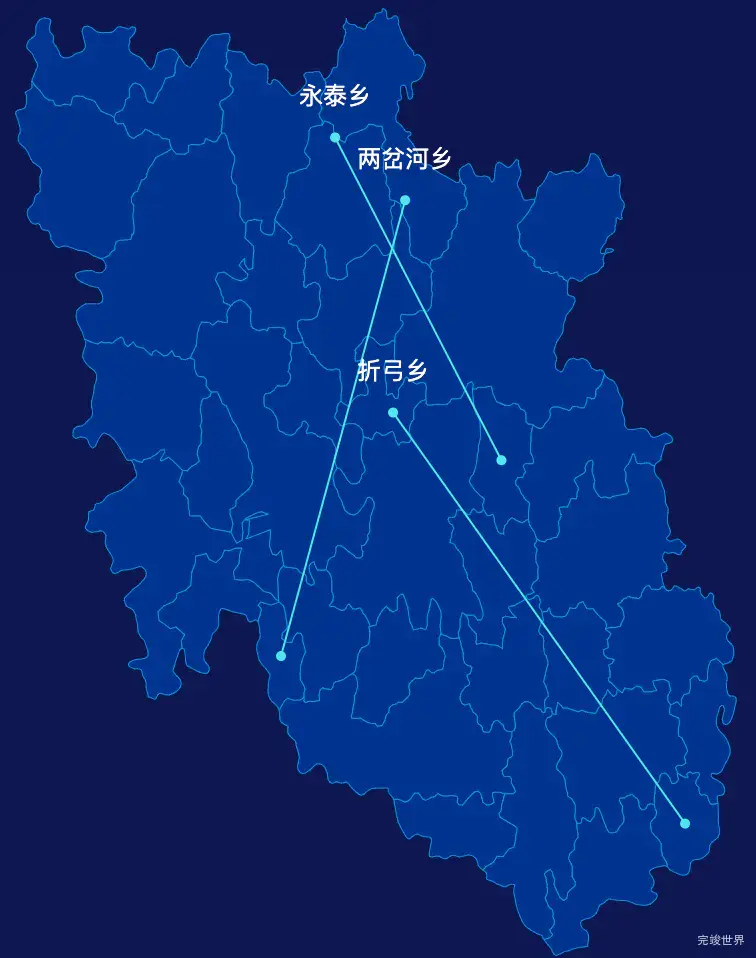 echarts绵阳市盐亭县geoJson地图自定义引导线