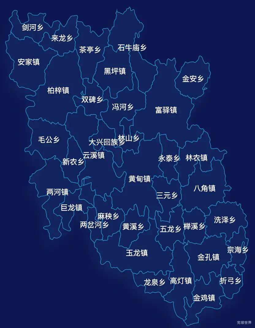 echarts绵阳市盐亭县geoJson地图地图下钻展示