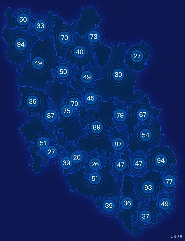 echarts绵阳市盐亭县geoJson地图圆形波纹状气泡图