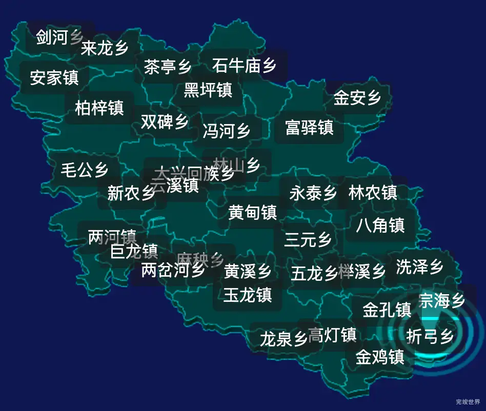 threejs绵阳市盐亭县geoJson地图3d地图添加旋转棱锥