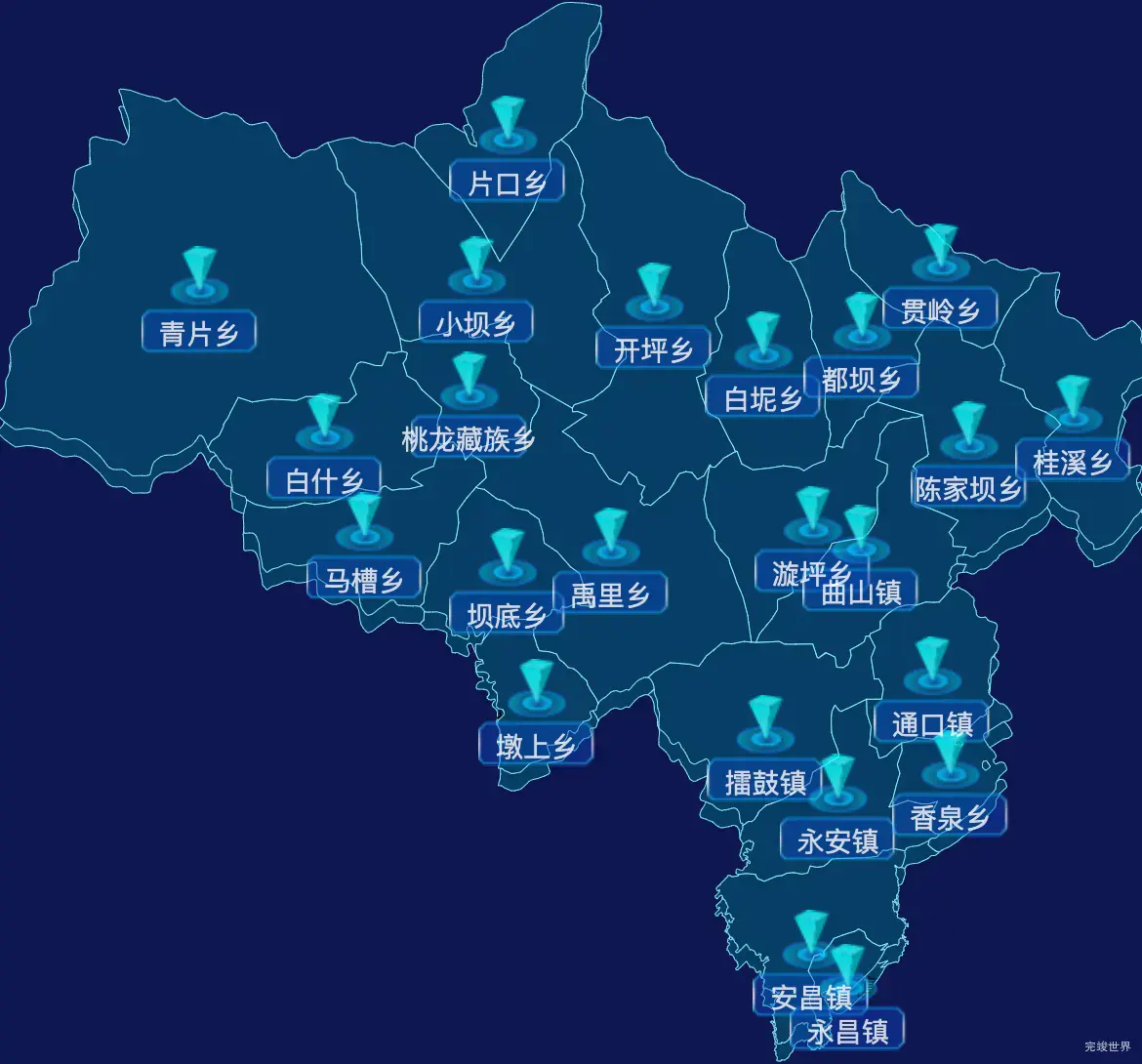 echarts绵阳市北川羌族自治县geoJson地图点击跳转到指定页面