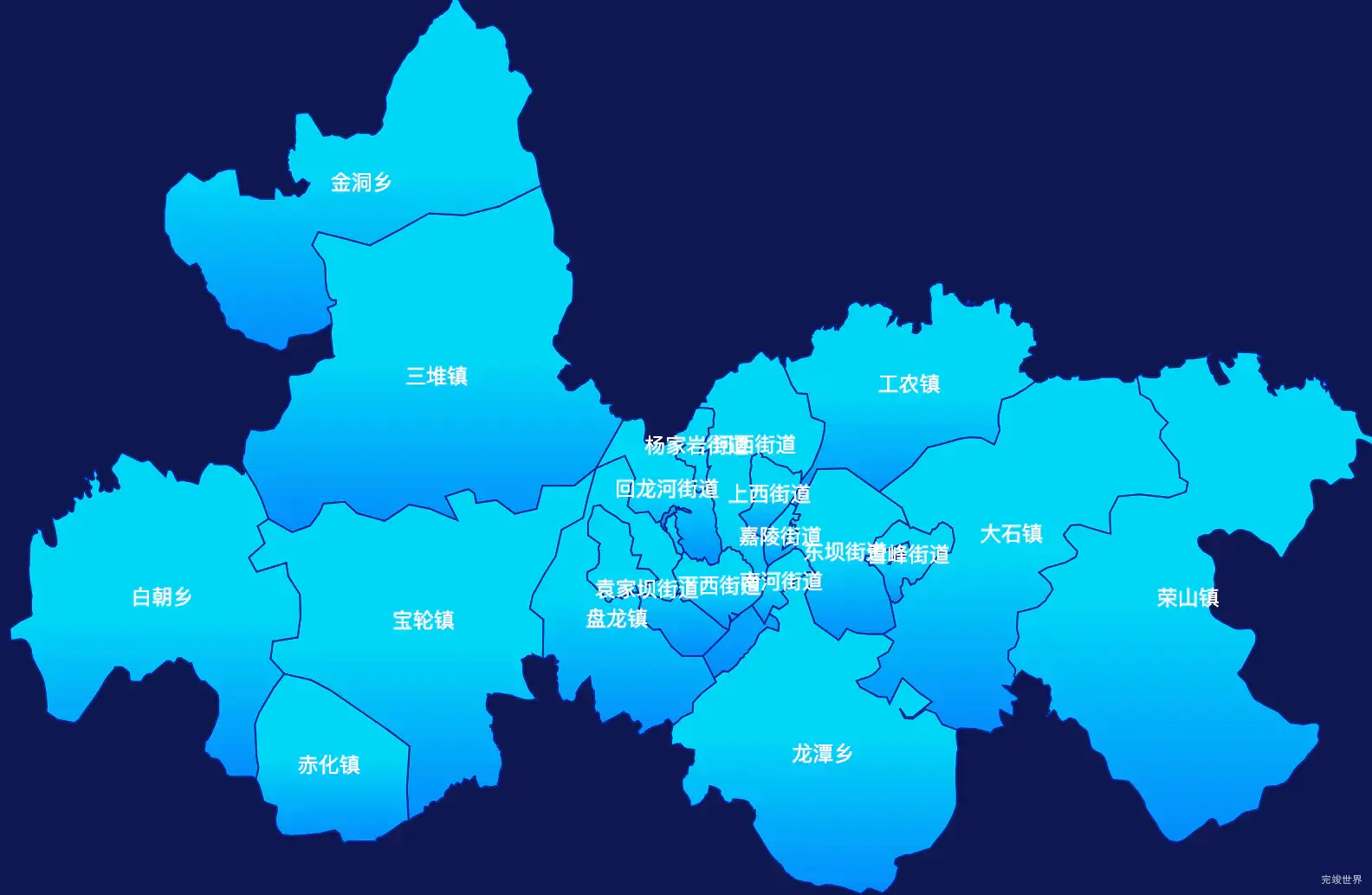 echarts广元市利州区geoJson地图局部颜色渐变