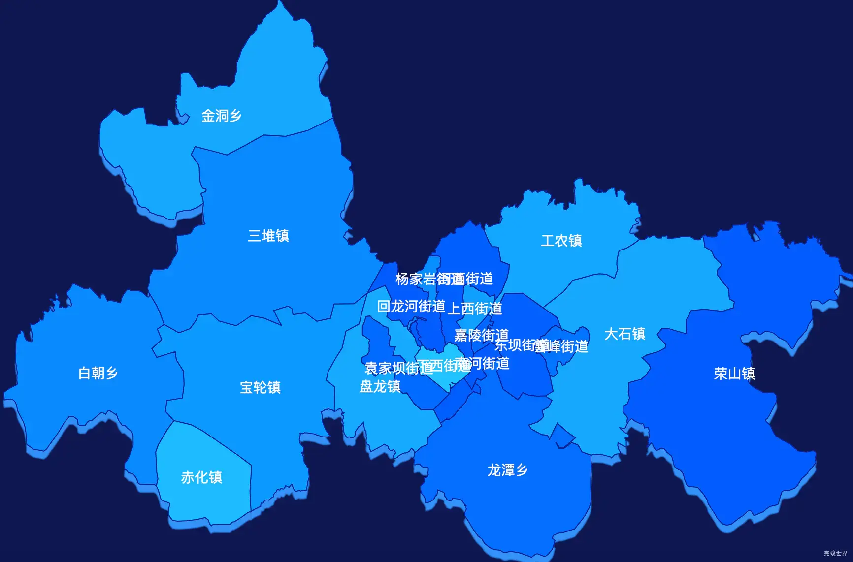 echarts广元市利州区geoJson地图 visualMap控制地图颜色