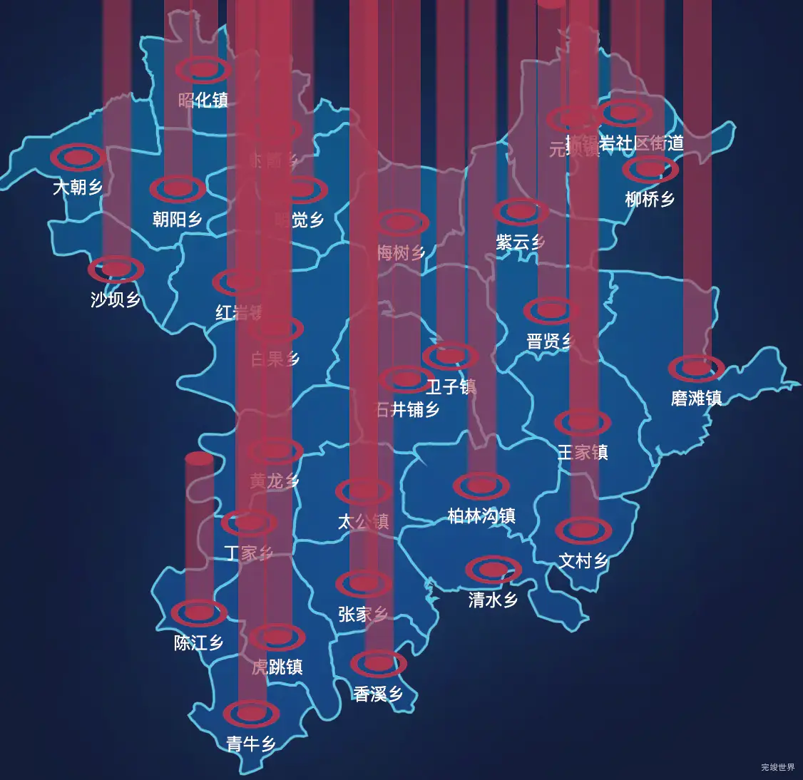 echarts广元市昭化区geoJson地图添加柱状图