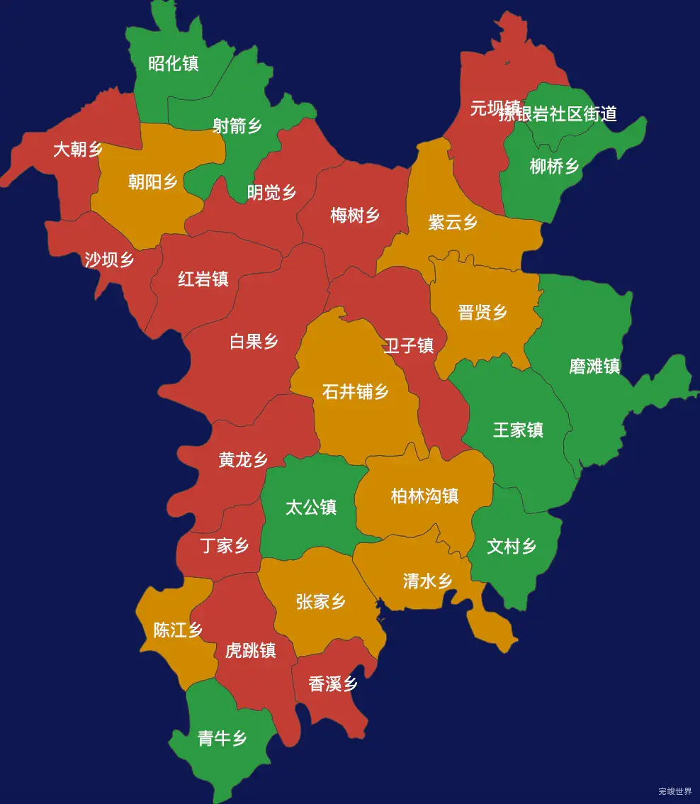 echarts广元市昭化区geoJson地图定义颜色