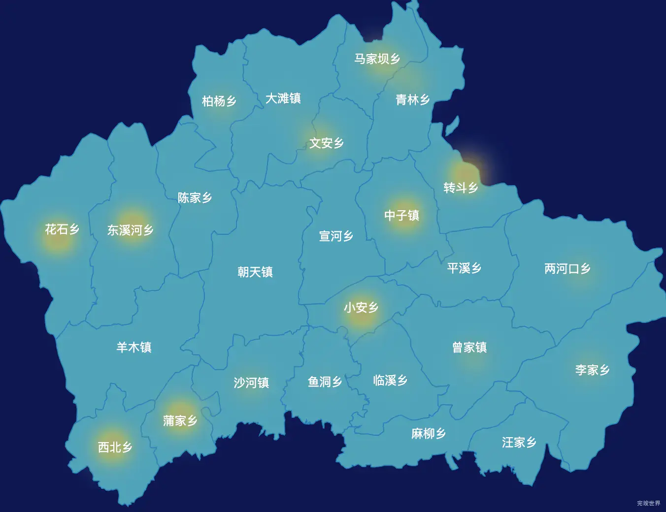 echarts广元市朝天区geoJson地图热力图