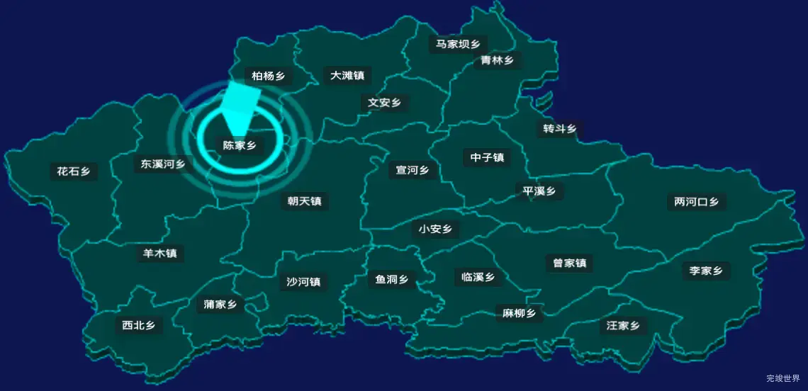 threejs广元市朝天区geoJson地图3d地图添加旋转棱锥