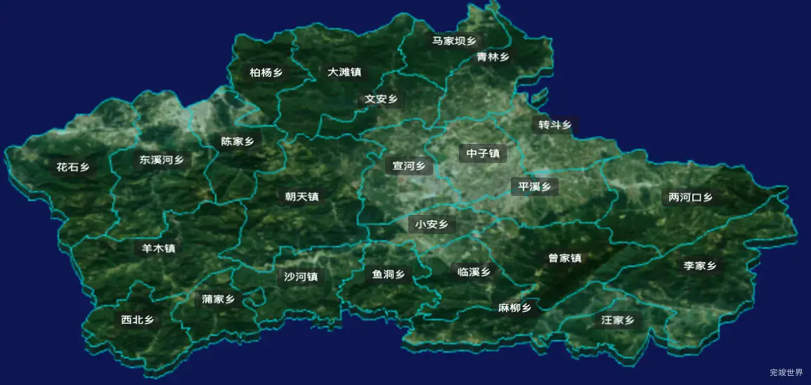 threejs广元市朝天区geoJson地图3d地图自定义贴图加CSS3D标签