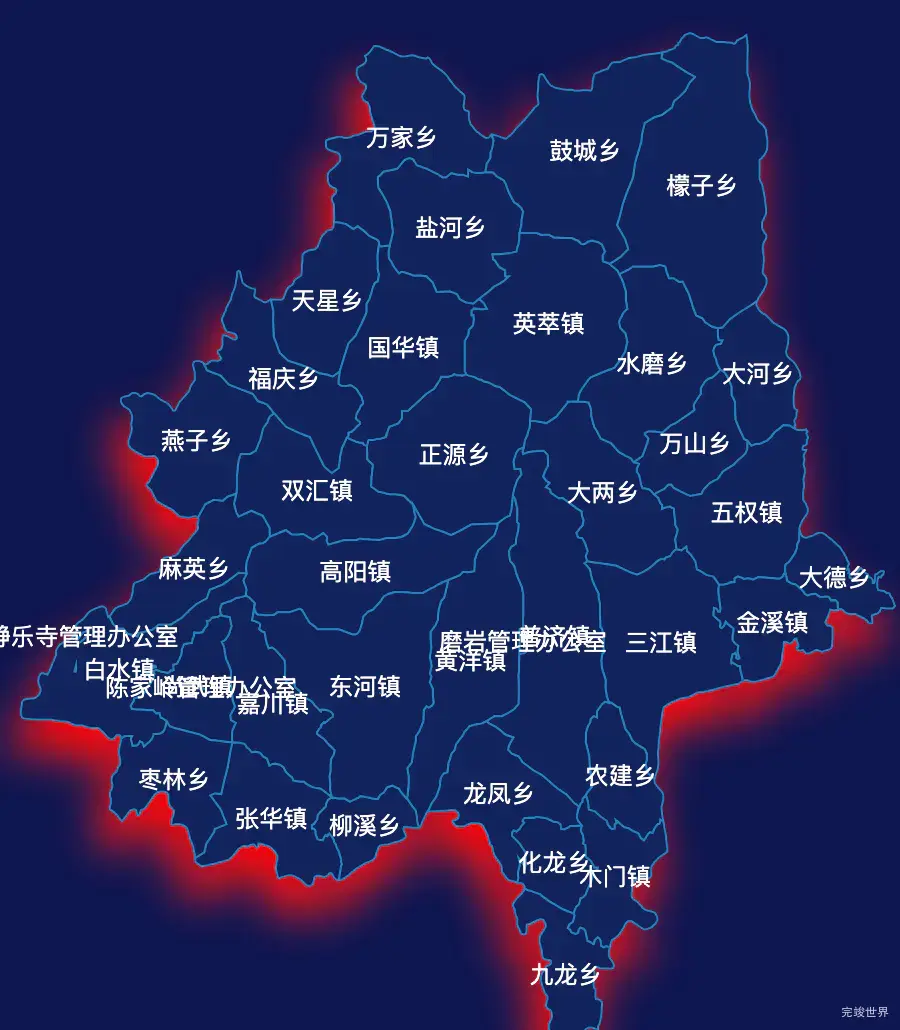 echarts广元市旺苍县geoJson地图阴影