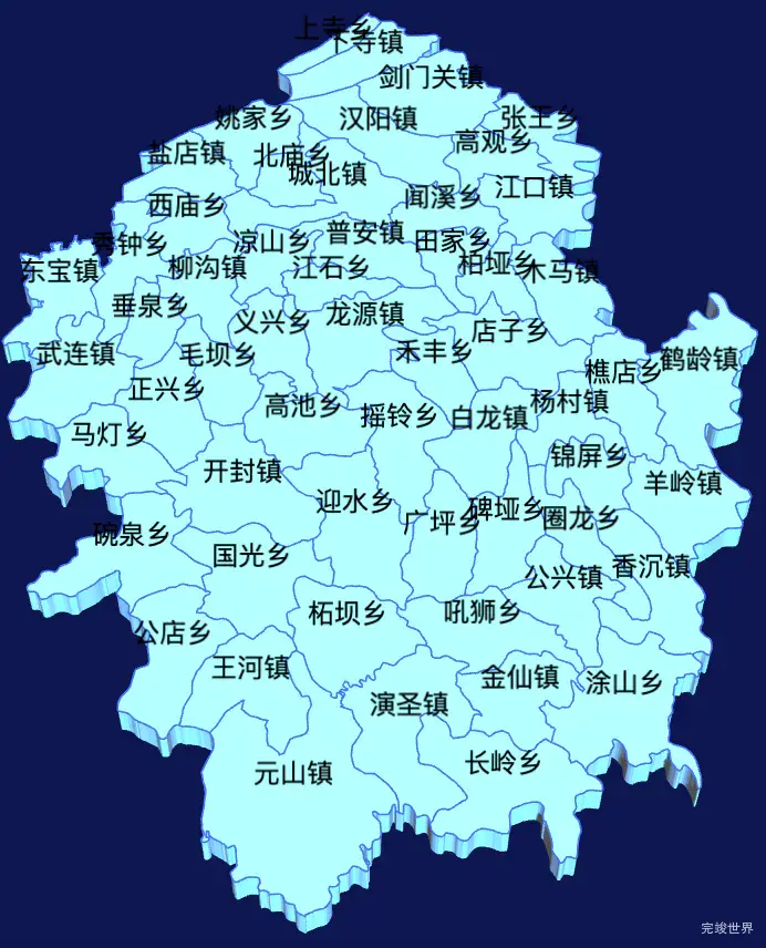 echarts广元市剑阁县geoJson地图3d地图