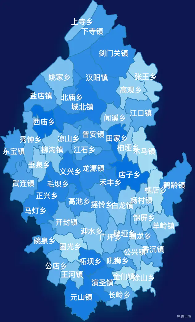 echarts广元市剑阁县geoJson地图 tooltip轮播