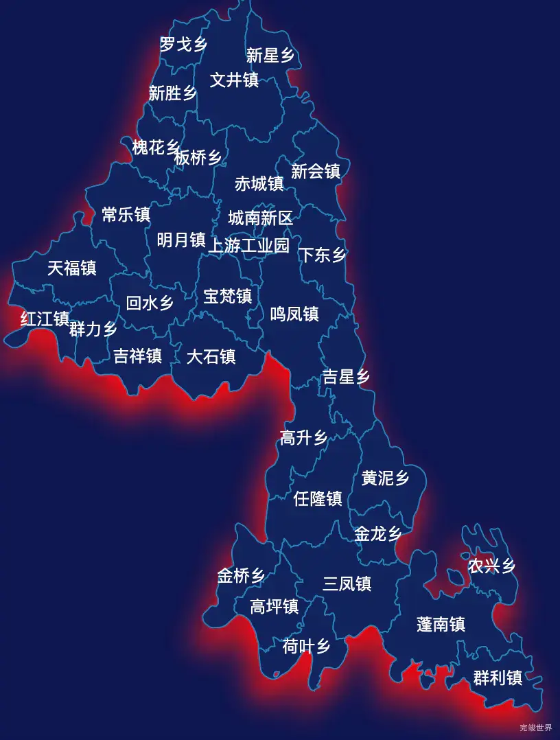 echarts遂宁市蓬溪县geoJson地图阴影