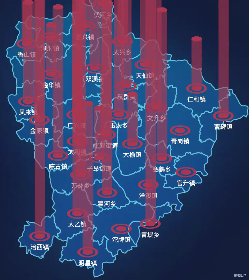 echarts遂宁市射洪市geoJson地图添加柱状图