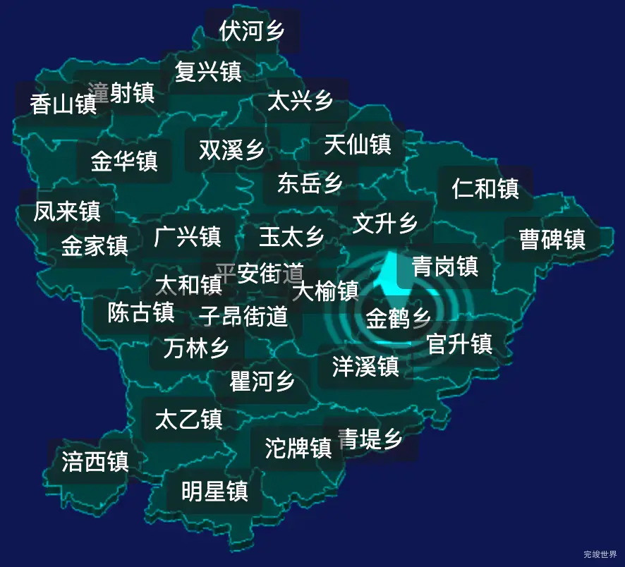 threejs遂宁市射洪市geoJson地图3d地图添加旋转棱锥