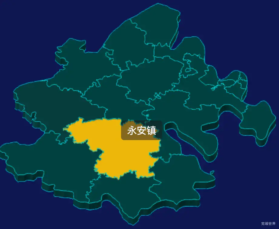 threejs内江市市中区geoJson地图3d地图鼠标移入显示标签并高亮