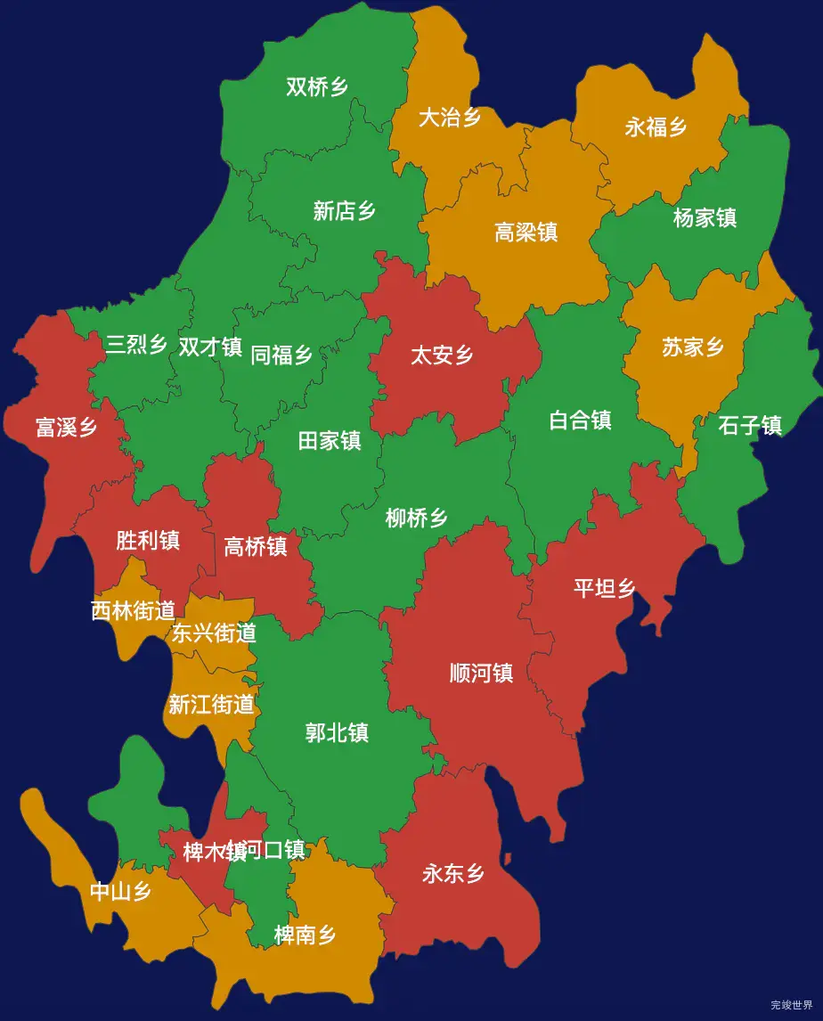 echarts内江市东兴区geoJson地图定义颜色