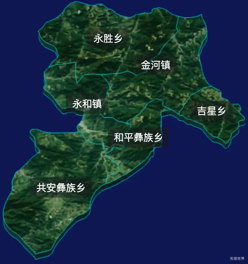 threejs乐山市金口河区geoJson地图3d地图css2d标签